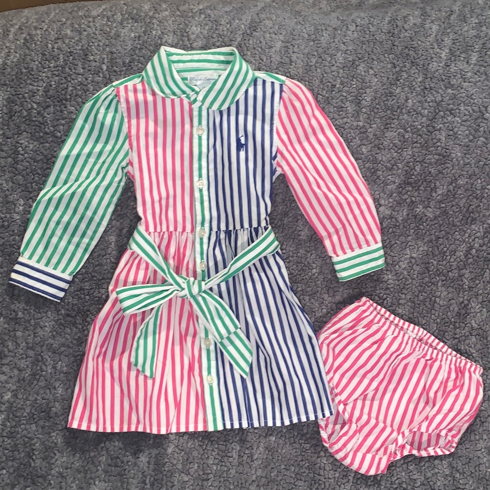 Ralph Lauren Multicolor Striped Dress and Bloomers